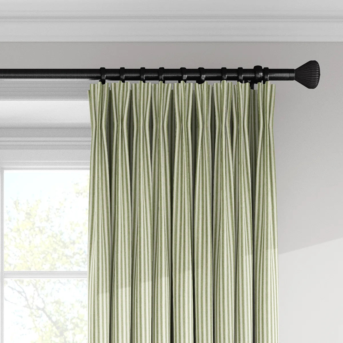 Ticking Stripe 100% Cotton Striped Room Darkening Pinch Pleat Single Curtain Panel