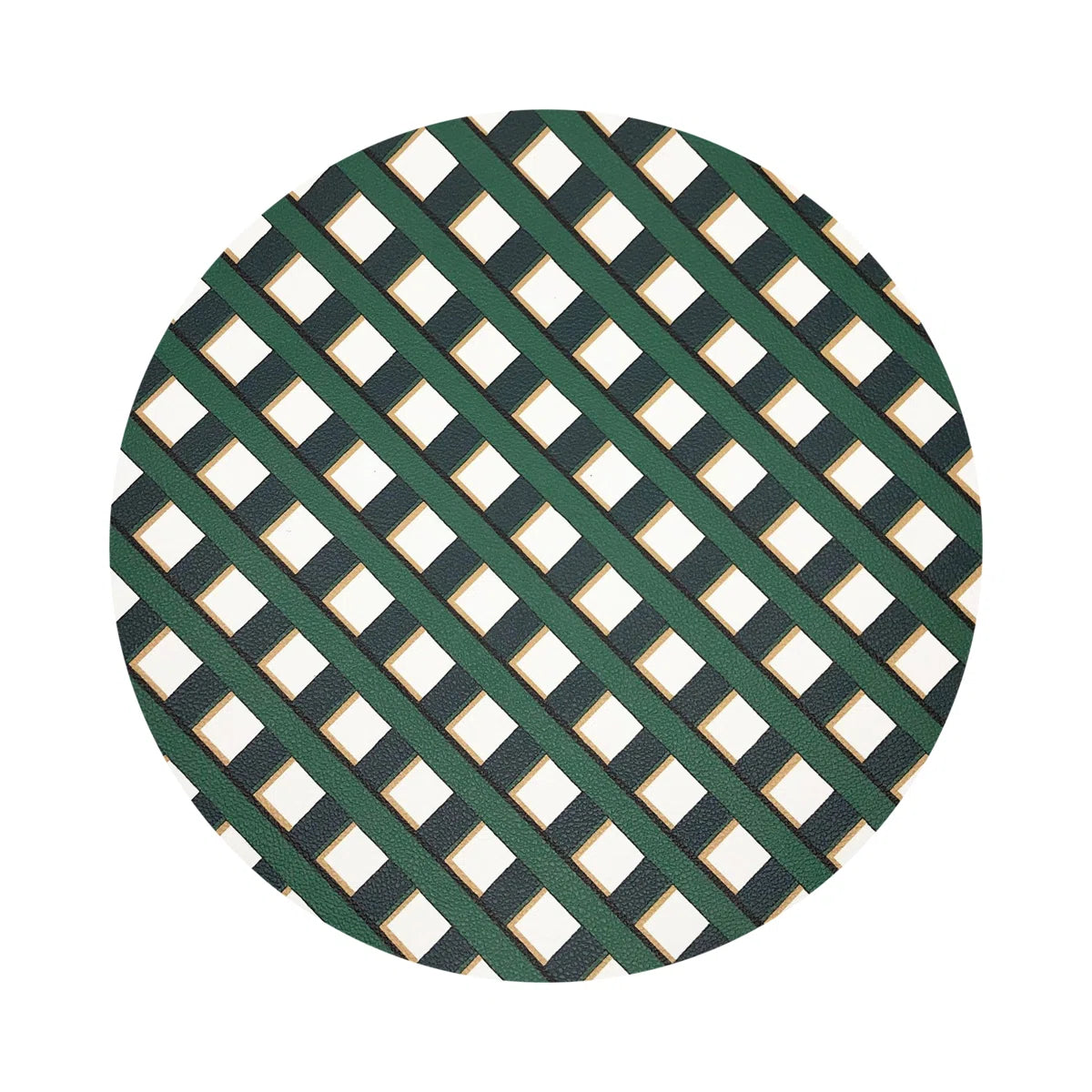 (Set of 4) Jardin Francais Vegan Leather Round Pebble Placemat SHOWROOM ITEM