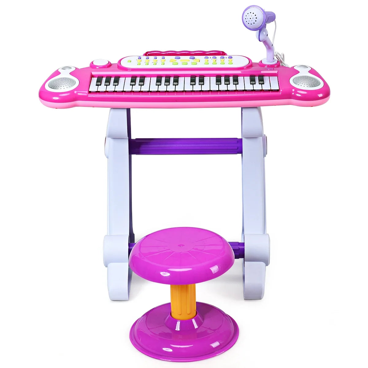 37 Keys Kids Piano Electronic Keyboard Musical Piano Toy with Microphone & Stool