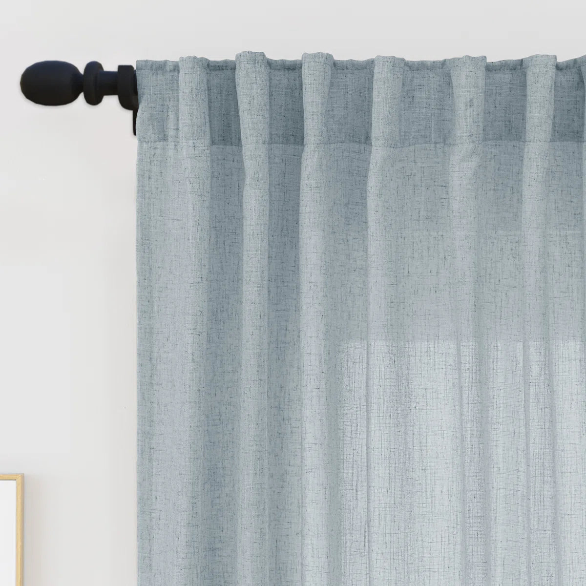 Toyoko Linen Blended Semi-Sheer Back Tab Curtain Pair (Set of 2)