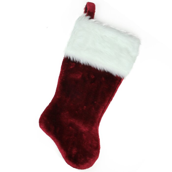 20" Burgundy and White Traditional Christmas Stocking