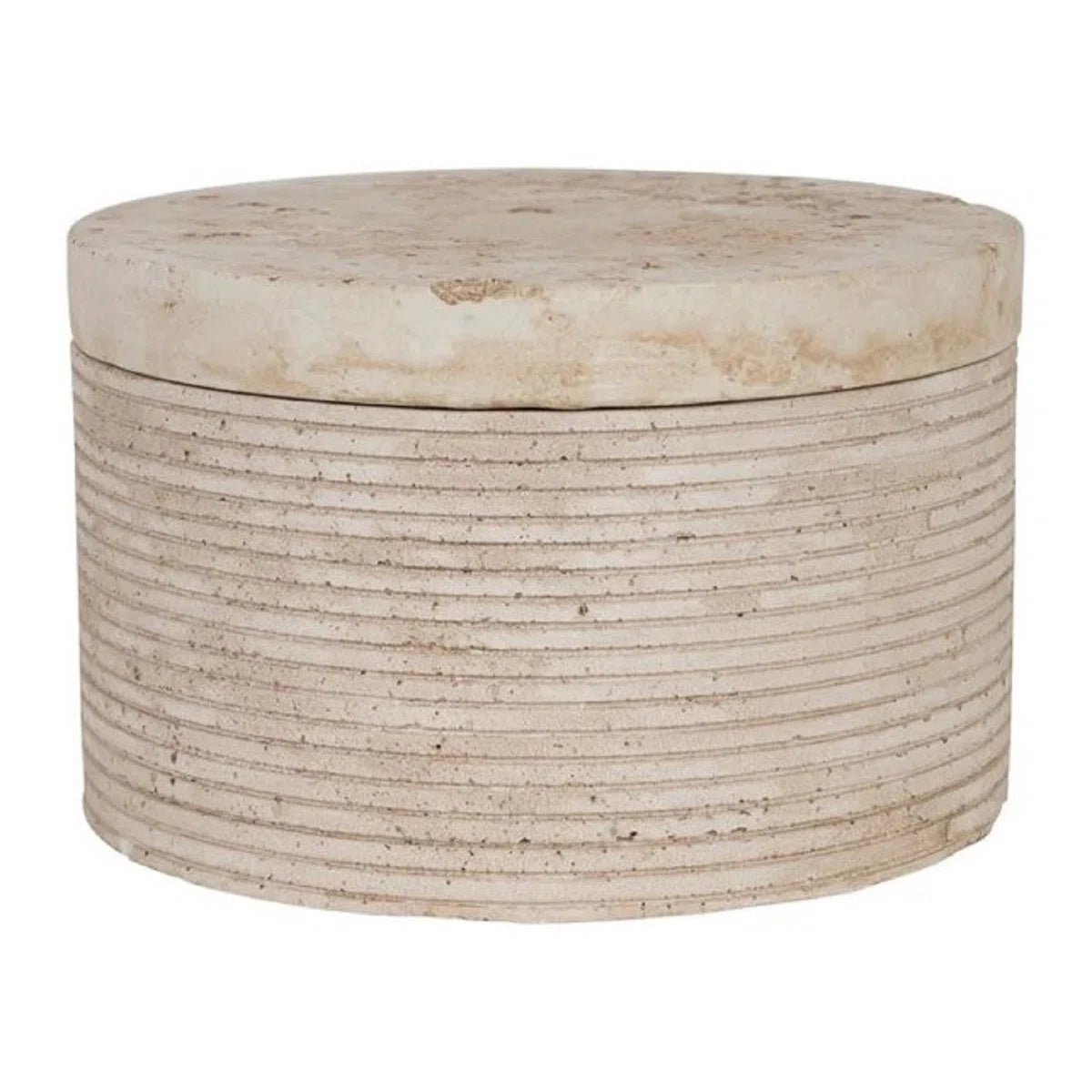 Travertine Small Round Box Cream