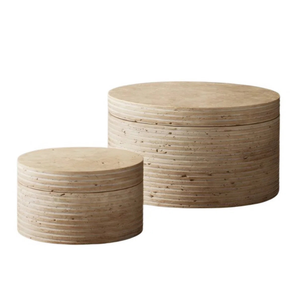 Travertine Small Round Box Cream