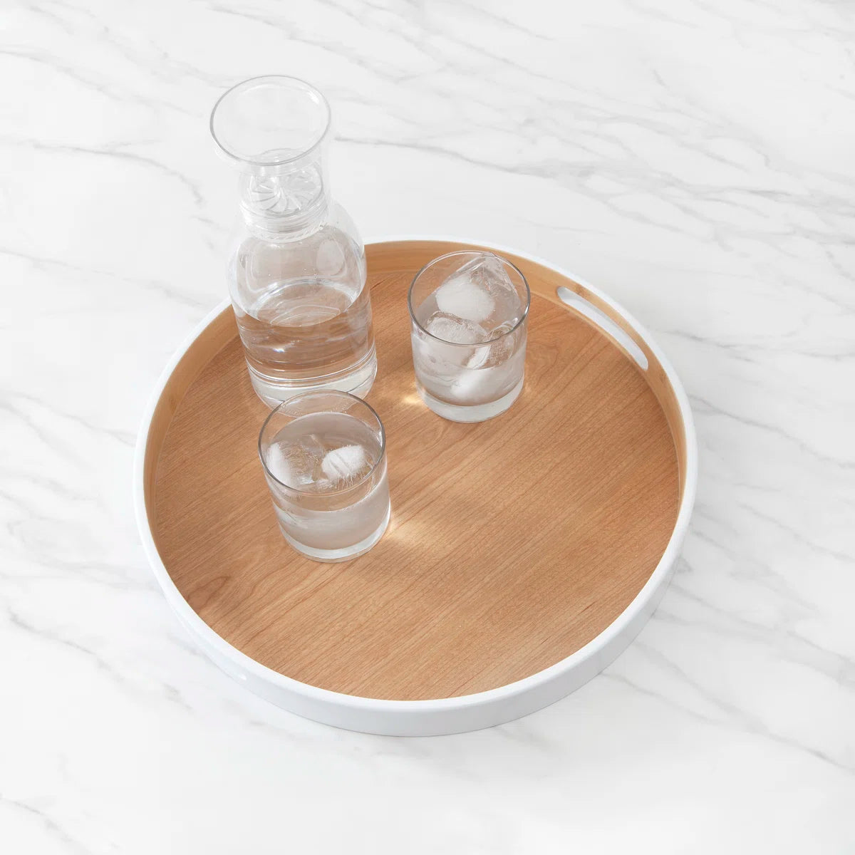 Lacquered Wood Round Tray