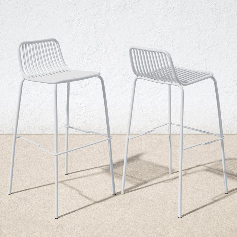 White Trenton Metal Outdoor Bar Stool (Set of 2)