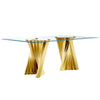 Trona Glass Top Metal Base Dining Table - Gold SHOWROOM ITEM