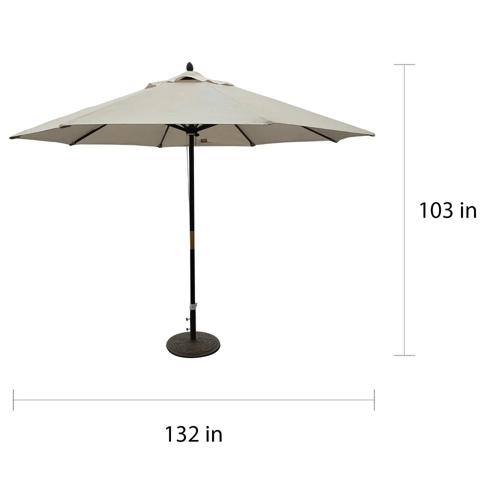 Dark Wood Market Umbrella with Beige Olefin Cover