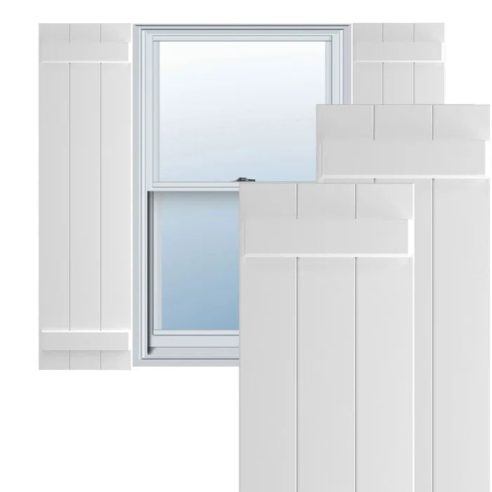 True Fit PVC Three Board Joined Board-n-Batten Shutters (Set of 2 ...