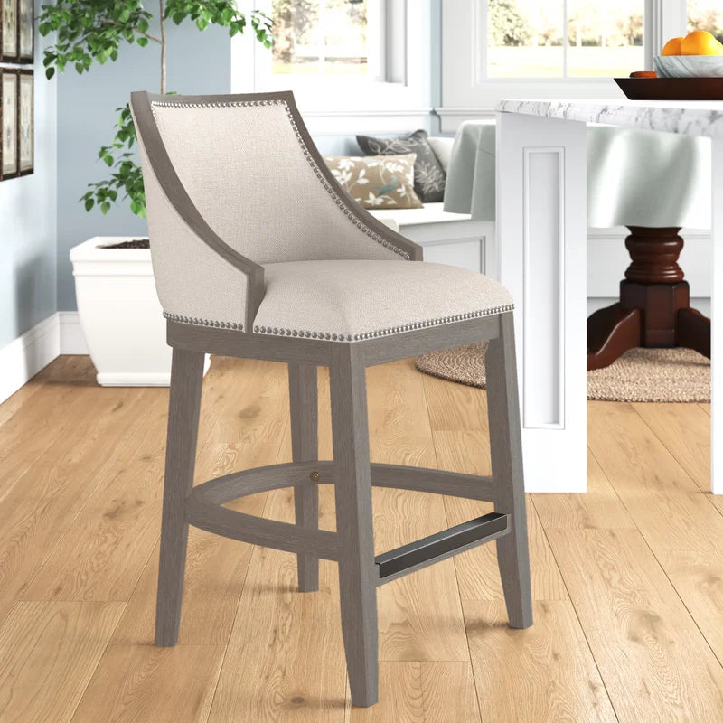Tullytown Upholstered Counter Stool with Solid Wood Frame