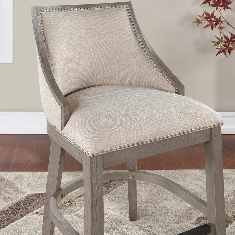 Tullytown Upholstered Counter Stool with Solid Wood Frame