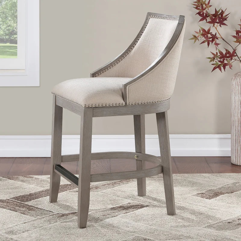 Tullytown Upholstered Counter Stool with Solid Wood Frame