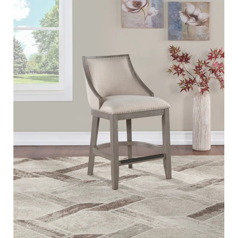 Tullytown Upholstered Counter Stool with Solid Wood Frame