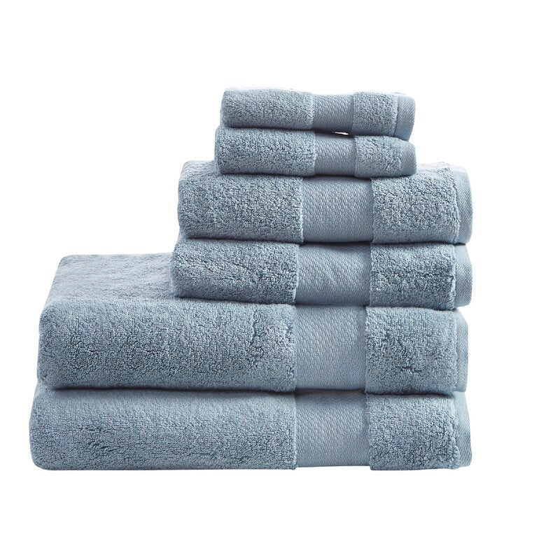Blue Turkish 6 Piece 100% Cotton Oversized Towel Set