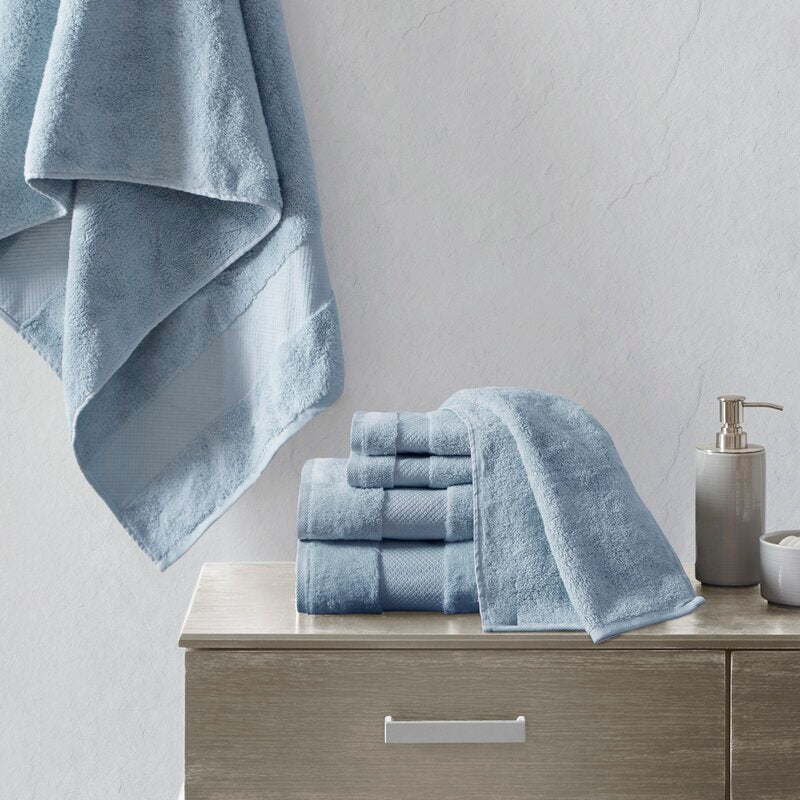 Blue Turkish 6 Piece 100% Cotton Oversized Towel Set