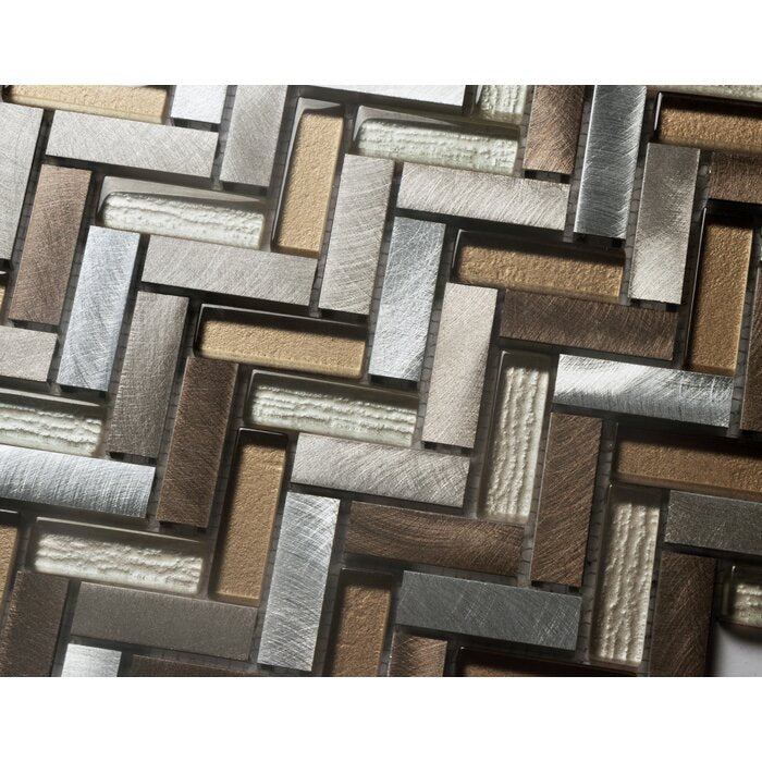 6 BOXES Twilight Series 0.5" x 2" Straight Edge Metal and Glass Mosaic Tile