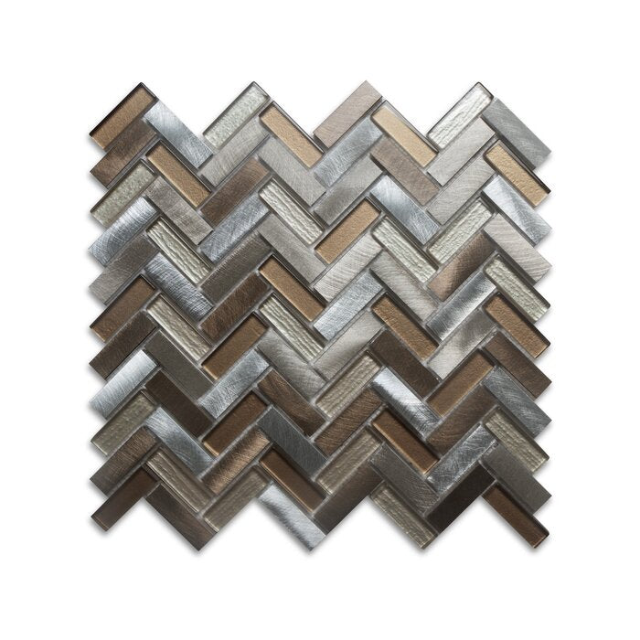 6 BOXES Twilight Series 0.5" x 2" Straight Edge Metal and Glass Mosaic Tile