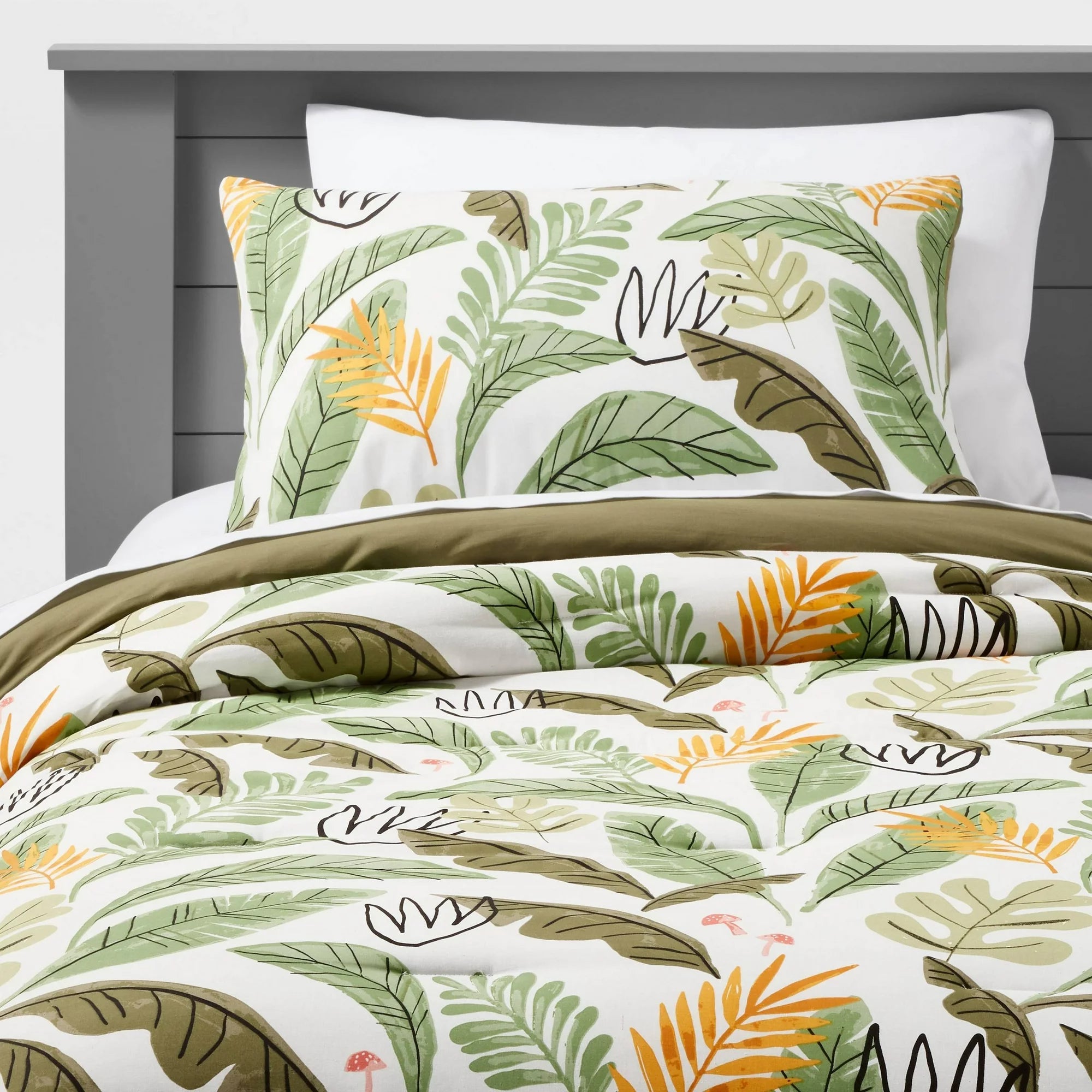 Botanical Garden Cotton Kids' Comforter Set Green - Queen