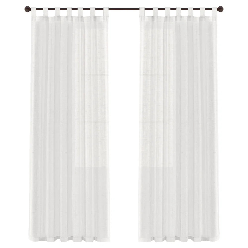 Tyrra Linen Semi Sheer Curtain Panel Pair Set of 2