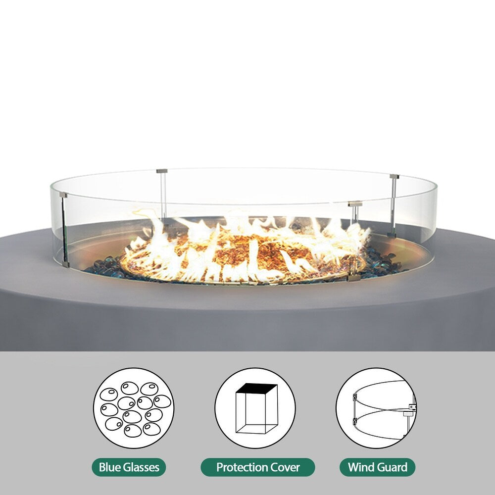 UPHA Round Patio Propane Gas Concrete Fire Pit Table, Fire Pit Only