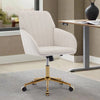 Adjustable Ergonomic Swivel Chair with Velvet Cushion and Lumbar Support, Golden Base, Beige