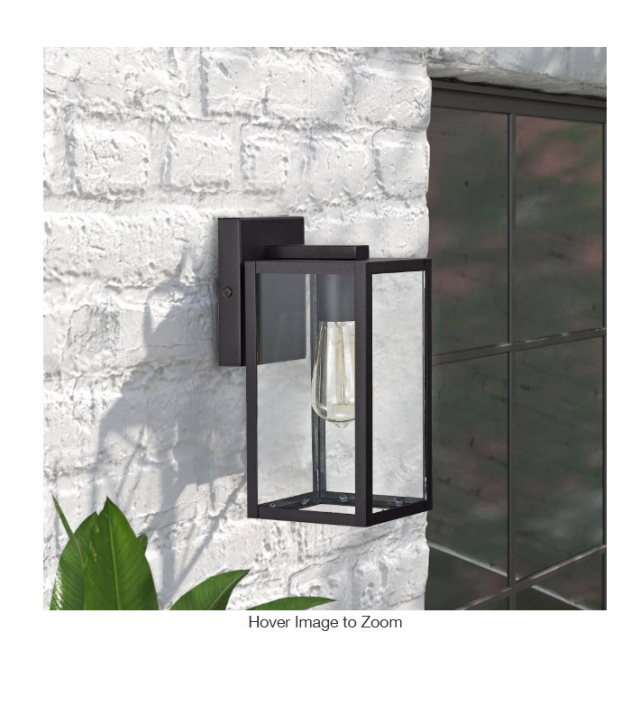 1-Light Black Hardwired Outdoor Wall Lantern Sconce Porch Light With Clear Glass