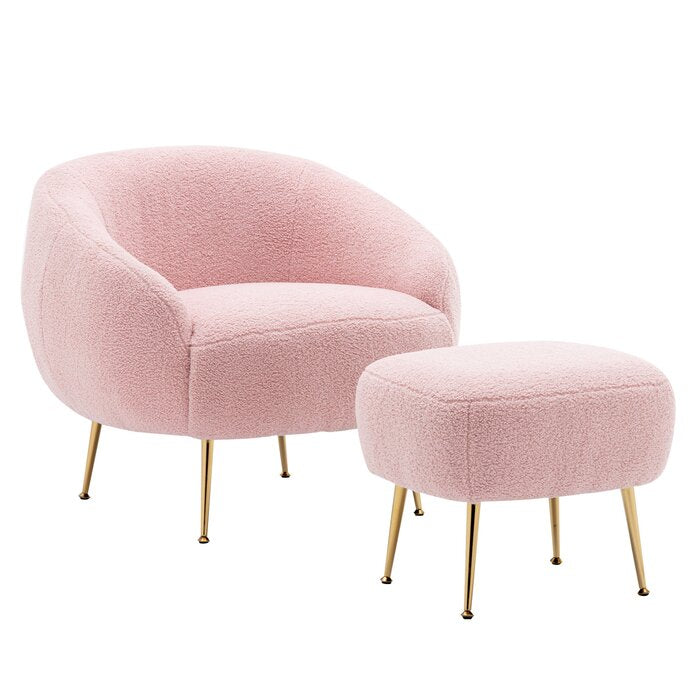Pink Upholstered Accent Chair & Ottoman Salvage & Co Indy