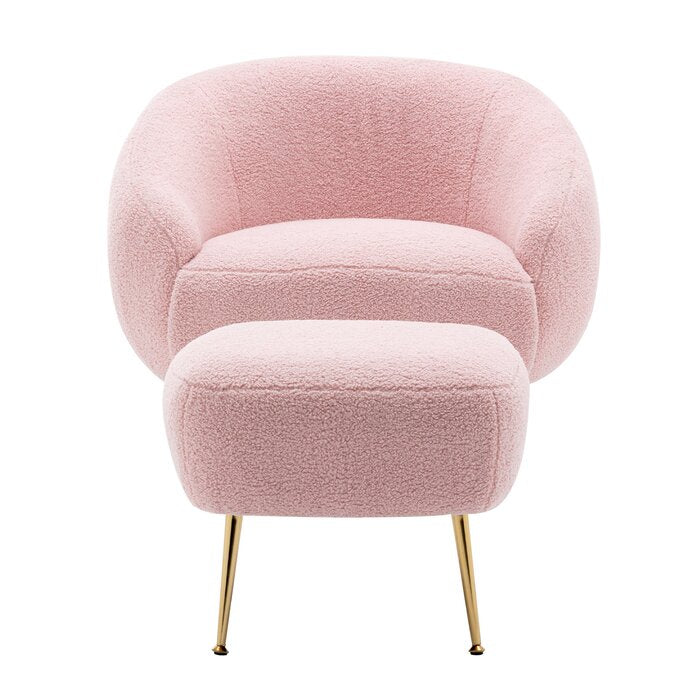 Pink Upholstered Accent Chair & Ottoman Salvage & Co Indy