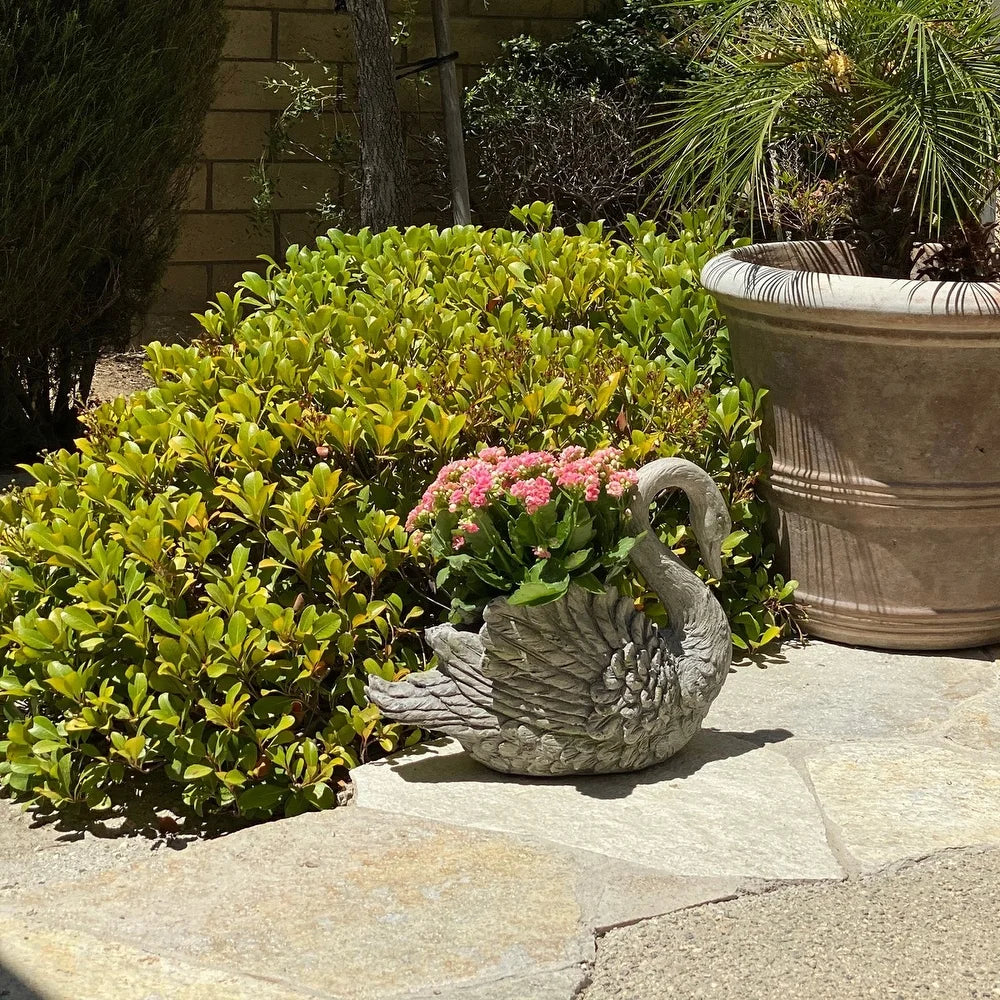 Swan Indoor Outdoor Planter Garden Decor Sculpture