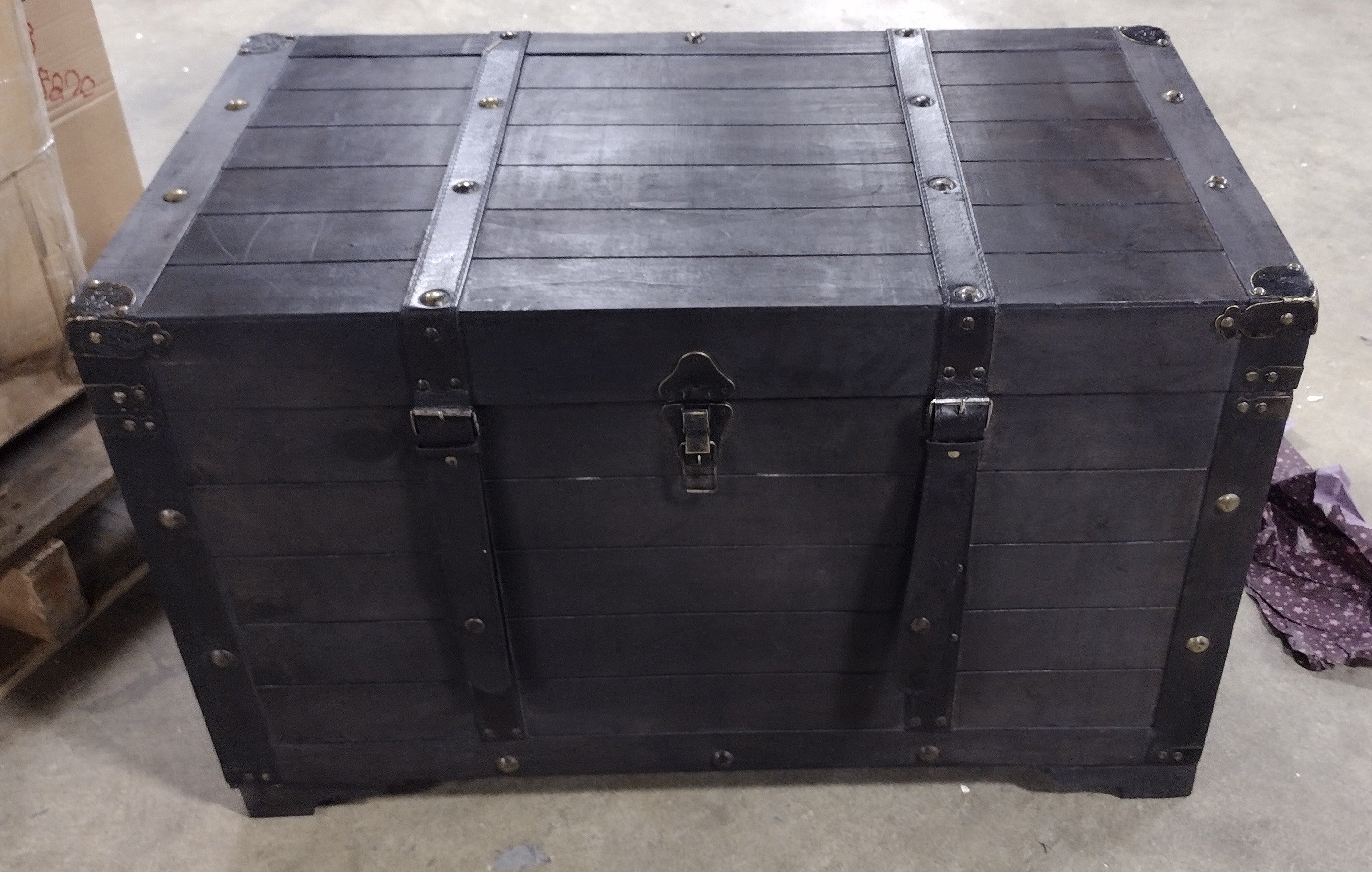 Vintiquewise Brown Large Wooden Storage Trunk