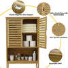 Bamboo Over-The-Toilet Storage Cabinet Bathroom Organizer with Shelf and Cupboard - Brown