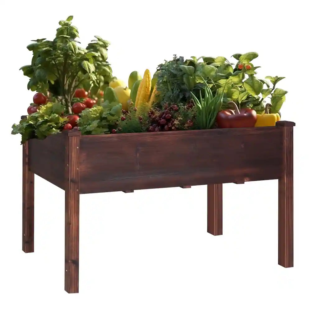 Raised Garden Bed Elevated Planter Box with Drainage Holes - Rustic