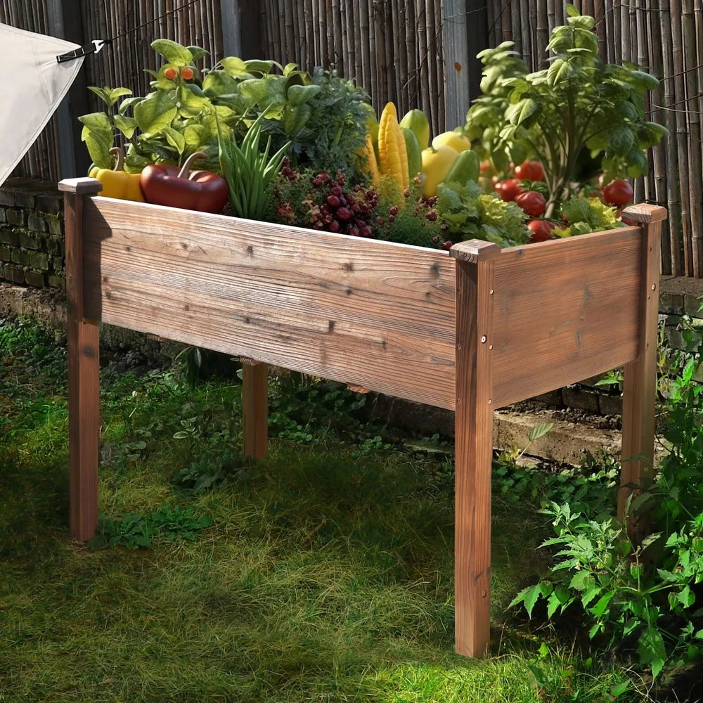 Raised Garden Bed Elevated Planter Box with Drainage Holes - Rustic ...