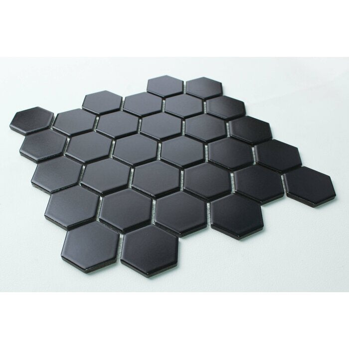 Black Value Series Straight Edge Porcelain Mosaic Sheet Floor Use Tile (Set of 8)