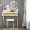 Makeup Vanity Desk, Wooden Adult Dressing Table, Makeup Table with 1 Drawers, Dressing Desk, with Touch light Mirror