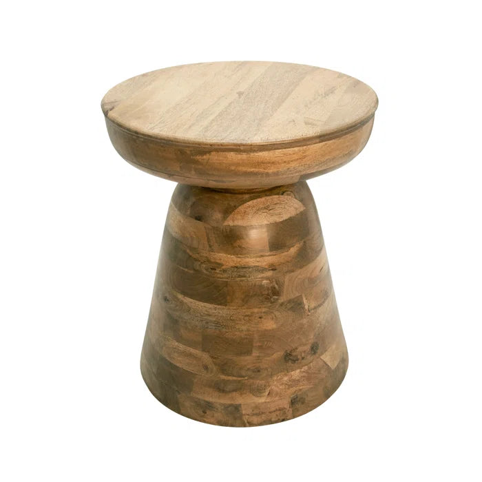 Vanola Round End Table in Solid Wood  - SHOWROOM ITEM