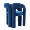 Velvet Upholstered Goat's horn Armless Accent Chair For Living Room - Navy Blue