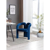 Velvet Upholstered Goat's horn Armless Accent Chair For Living Room - Navy Blue