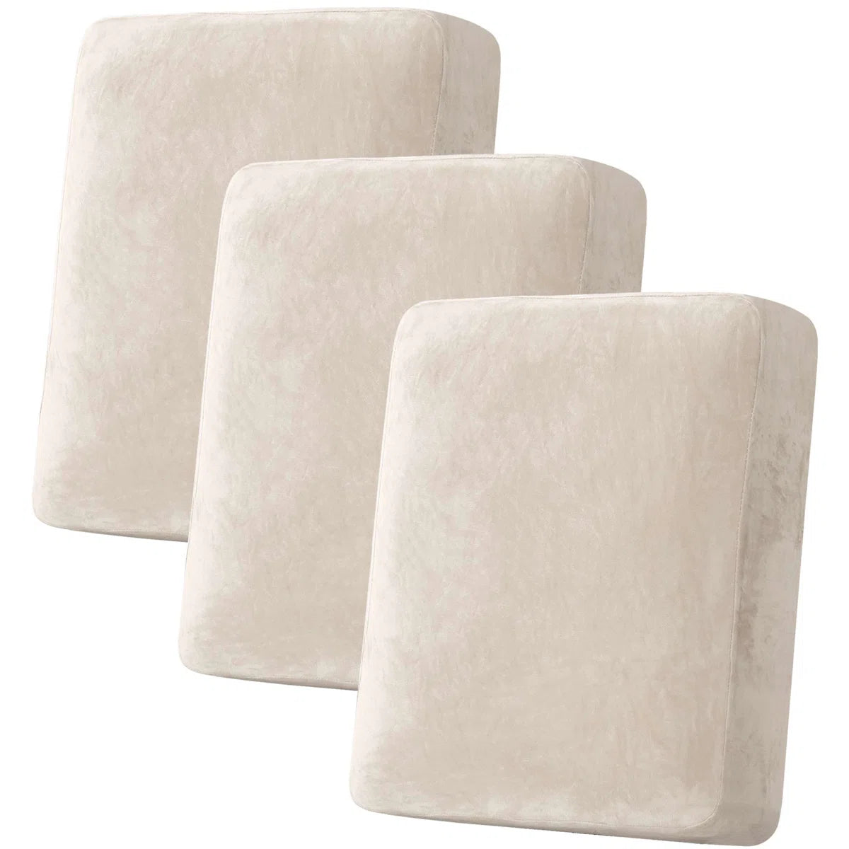 Velvet Plush Fabric Box Cushion Slipcover (Set of 3)