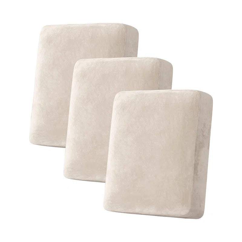 Velvet Plush Fabric Box Cushion Slipcover (Set of 3)