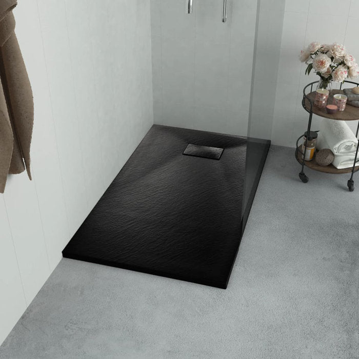 Black Shower Base Pan with Center Drain Shower Tray Bath Pan SMC Rectangular