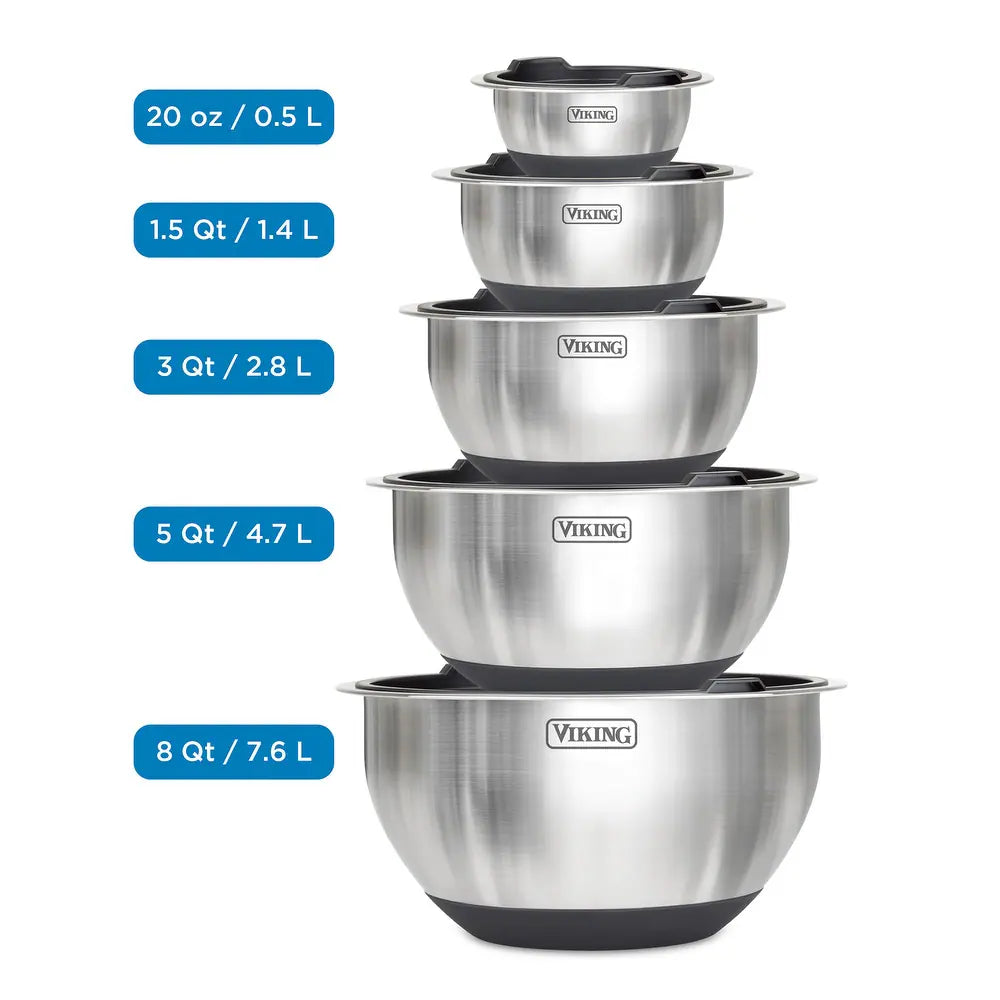 10pc Stainless Steel Mixing Bowl Set - Black