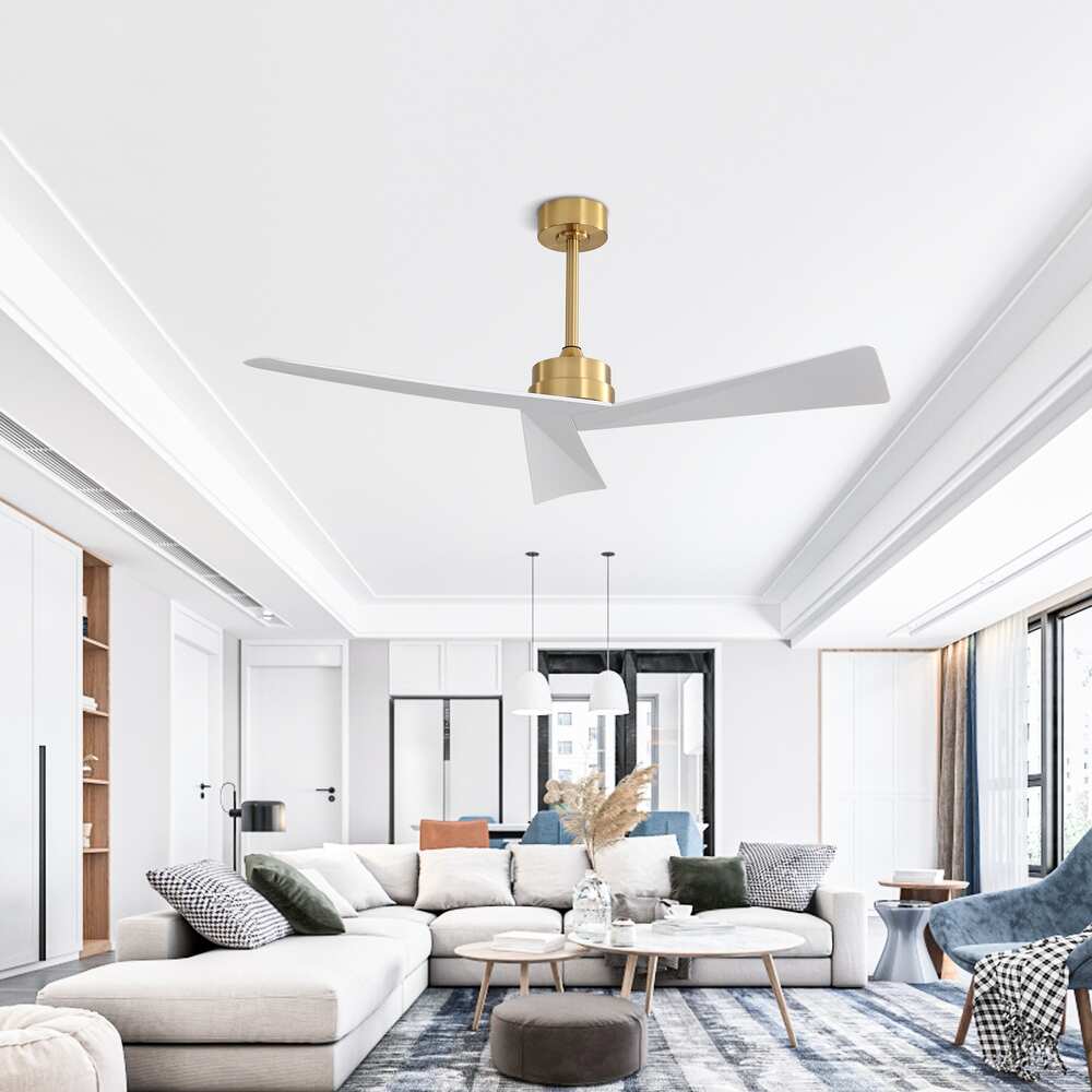 3 ABS Blades DC Motor Ceiling Fan with Remote Control - Gold and White