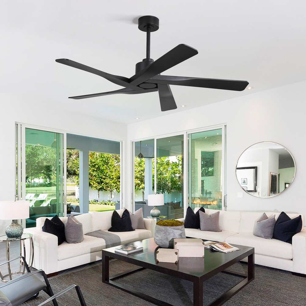 5 ABS Blades DC Motor Indoor Ceiling Fan with Remote Control - Black