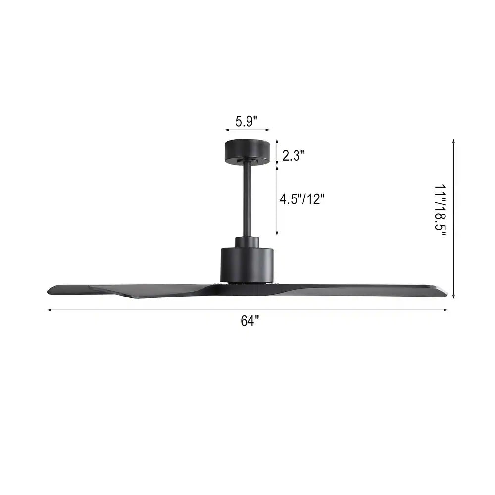 5 ABS Blades DC Motor Indoor Ceiling Fan with Remote Control - Black