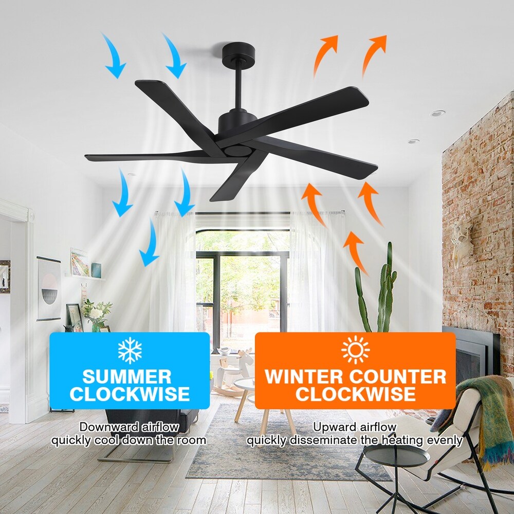 5 ABS Blades DC Motor Indoor Ceiling Fan with Remote Control - Black