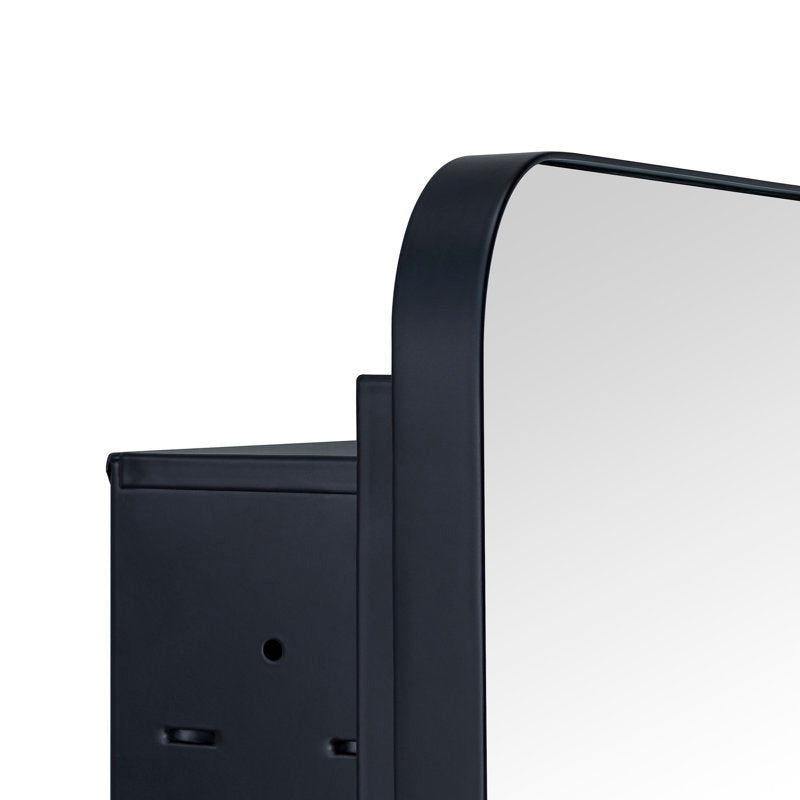 Black W H Recessed Framed Medicine Cabinet with Mirror and Adjustable Shelves