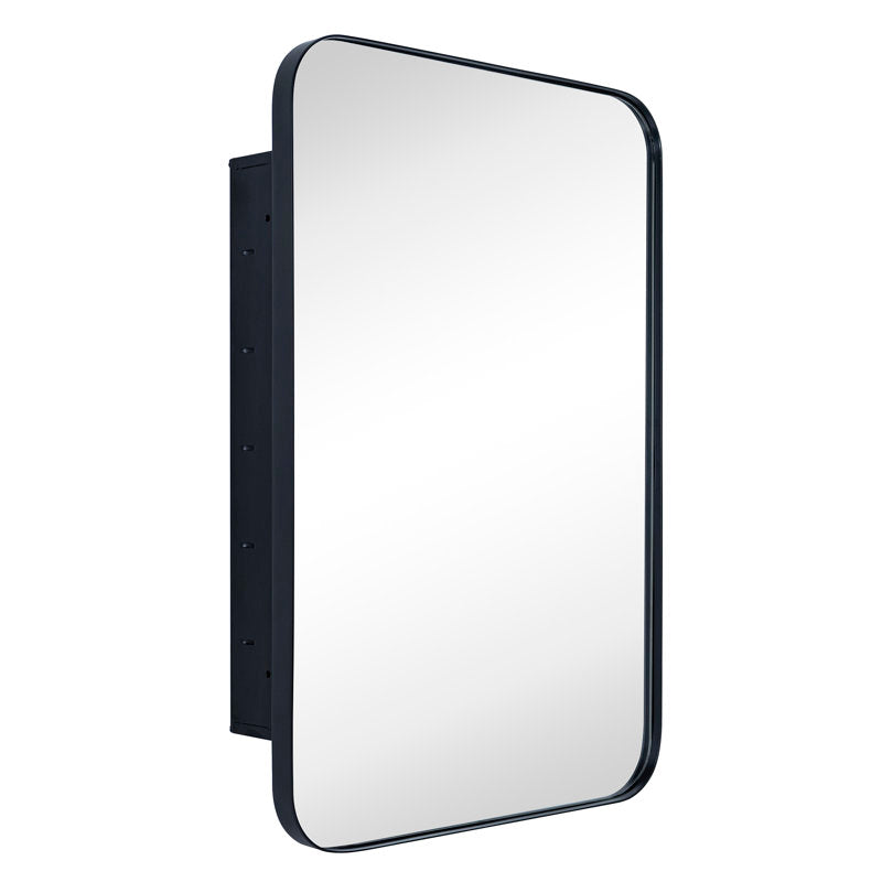 Black Recessed Framed Medicine Cabinet with Mirror and Adjustable Shelves
