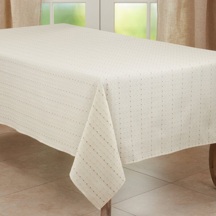 White Waseca Rectangular Cotton Tablecloth