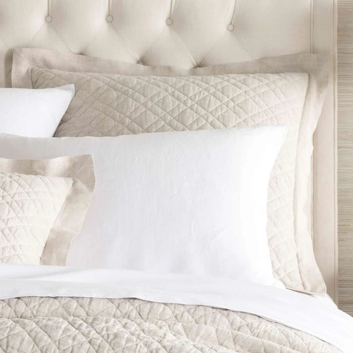 Washed Linen Quilted Sham Euro