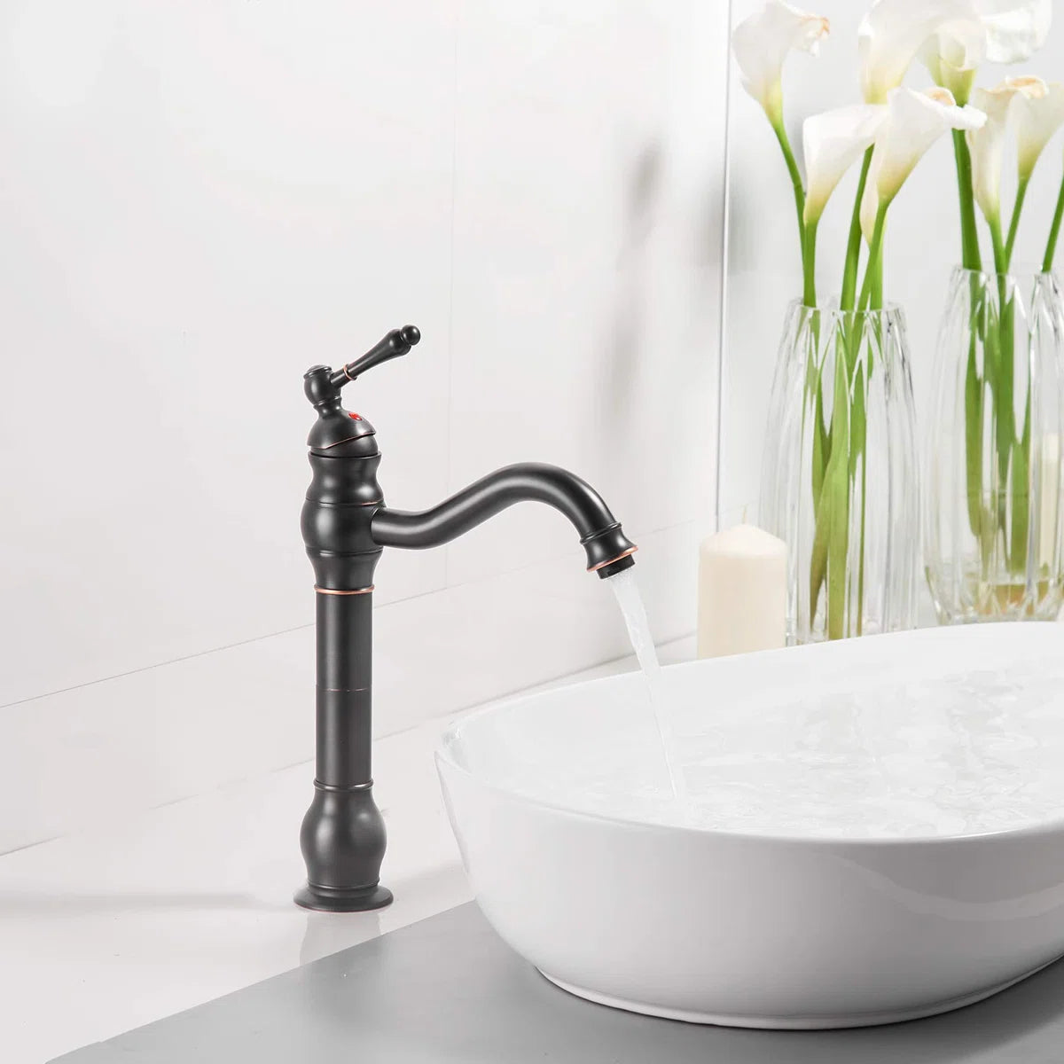 Waterfall Single Hole Single-Handle Vessel Bathroom Faucet